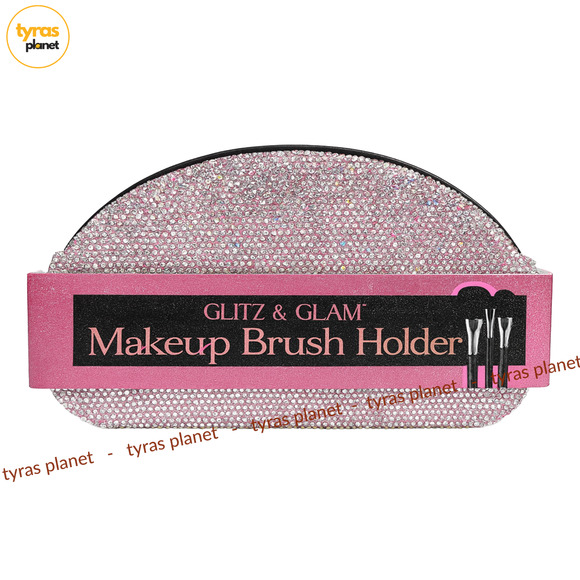 Glitz & Glam Makeup Brush Holder PINK & SILVER SPARKLE Bling Rhinestone - Picture 1 of 5